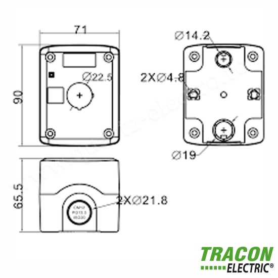CARCASA BPENTRU BUTOANE, GRI d=22,5, IP65, 2×PG-13,5
