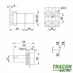 BUTON ROSU 1×CO, 0,4A/400V AC, IP42, d=22mm BUTON ROSU 1×CO, 0,4A/400V AC, IP42, d=22mm