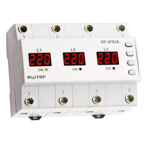 RELEU DE PROTECTIE TRIFAZAT CU CONTACTOR INCLUS 63A DIGITOP VP-3F63A