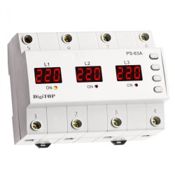 RELEU COMUTATOR AUTOMAT DE FAZA SI PROTECTIE TENSIUNE 63A DIGITOP PS-63A RELEU COMUTATOR AUTOMAT DE FAZA SI PROTECTIE TENSIUNE 63A DIGITOP PS-63A