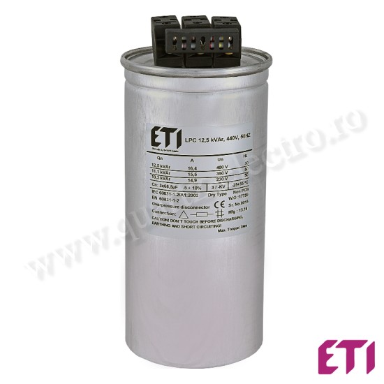 CONDENSATOR LPC 12.5 kVAr, 440V, 50Hz CONDENSATOR LPC 12.5 kVAr, 440V, 50Hz