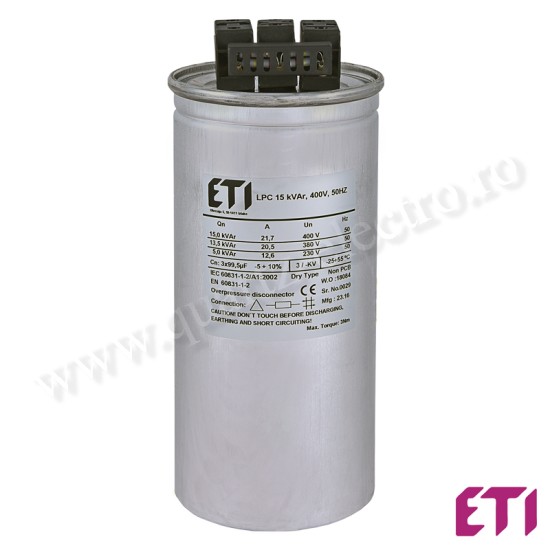 CONDENSATOR LPC 15 kVAr, 400V, 50Hz CONDENSATOR LPC 15 kVAr, 400V, 50Hz