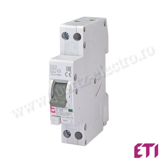 INTRERUPATOR RCBO DIFERENTIAL CU PROTECTIE LA SUPRATENSIUNE KZS-1M-DN 1p+N A C25/0.03 6kA INTRERUPATOR RCBO DIFERENTIAL CU PROTECTIE LA SUPRATENSIUNE KZS-1M-DN 1p+N A C25/0.03 6kA