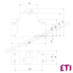 INTRERUPATOR RCBO DIFERENTIAL CU PROTECTIE LA SUPRATENSIUNE KZS-2M 1p+N A B25/0.03 6kA