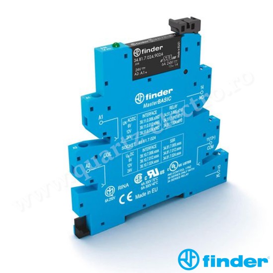 INTERFATA MODULARA CU RELEU STATIC, TIP MASTERBASIC, BORNE CU SURUB, INTRARE LA 230VC.A., CIRCUITUL DE IESIRE 1ND LA 2A SI 24VC.C. 39.10.8.230.9024 FINDER INTERFATA MODULARA CU RELEU STATIC, TIP MASTERBASIC, BORNE CU SURUB, INTRARE LA 230VC.A., CIRCUITUL DE IESIRE 1ND LA 2A SI 24VC.C. 39.10.8.230.9024 FINDER