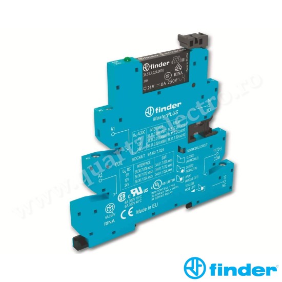 INTERFATA MODULARA CU RELEU STATIC, TIP MASTERPLUS, BORNE CU SURUB, INTRARE LA 230VC.A., CIRCUITUL DE IESIRE 1ND la 2A SI 24VC.C. 39.30.8.230.9024 FINDER