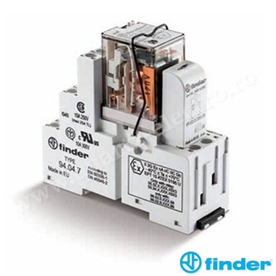 INTERFATA MODULARA CU RELEU ELECTROMECANIC, BORNE CU SURUB, ALIMENTARE 230VC.A., 2C, 10A, ATEX,INDICATOR MECANIC 58.32.8.230.0049 FINDER