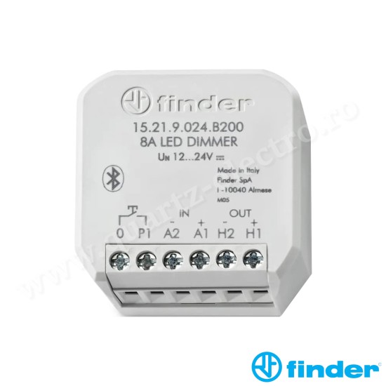 Dimmer 12...24 V.C.C. PWM 8A - Bandă LED - Bluetooth BLE - Yesly - montaj în doză 15.21.9.024.B200 Finder Dimmer 12...24 V.C.C. PWM 8A - Bandă LED - Bluetooth BLE - Yesly - montaj în doză 15.21.9.024.B200 Finder