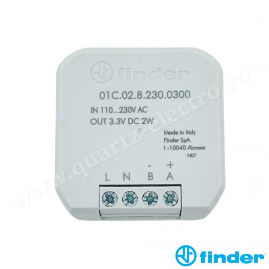 Sursa de Alimentare 3V C.C. pentru termostat Chrome Bliss WiFi montaj in doza 01C.02.8.230.0300 Finder Sursa de Alimentare 3V C.C. pentru termostat Chrome Bliss WiFi montaj in doza 01C.02.8.230.0300 Finder