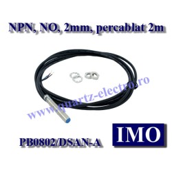 PB0802/DSAN-A SENZOR INDUCTIV IMO M8, NPN, NO, Sn.2mm, cablu 2m, 3 fire