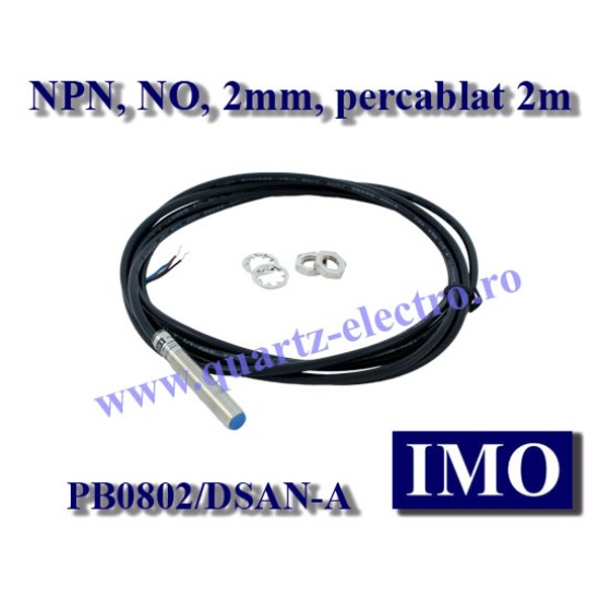 PB0802/DSAN-A SENZOR INDUCTIV IMO M8, NPN, NO, Sn.2mm, cablu 2m, 3 fire