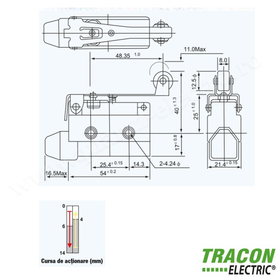 INTRERUPATOR LIMITATOR CU LAMELA, ARC SI ROLA 10A/250V AC IP40 LS-7121 TRACON INTRERUPATOR LIMITATOR CU LAMELA, ARC SI ROLA 10A/250V AC IP40 LS-7121 TRACON