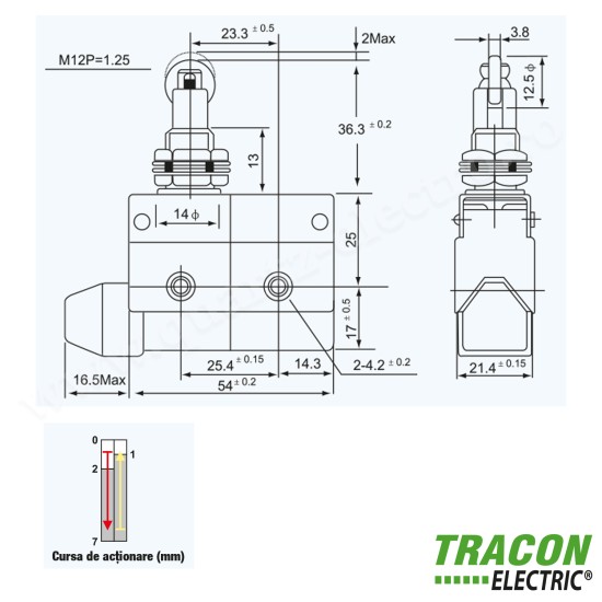 INTRERUPATOR LIMITATOR CU ROLA 10A/250V AC IP40 LS-7311 TRACON