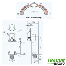 LIMITATOR DE CURSA CU BRAT BALANSIER 1×NO+1×NC, 5A/250V AC, 30mm, IP65 TRACON LIMITATOR DE CURSA CU BRAT BALANSIER 1×NO+1×NC, 5A/250V AC, 30mm, IP65 TRACON