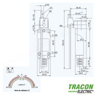 LIMITATOR DE CURSA BRAT- BALANSIER CU TIJA 1×NO+1×NC, 5A/250V AC, 0-100mm, IP65 TRACON