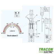 LIMITATOR DE CURSA CU BRAT REGLABIL SI ROLA 1×NO+1×NC, 5A/250V AC, 20-90mm, IP65 TRACON