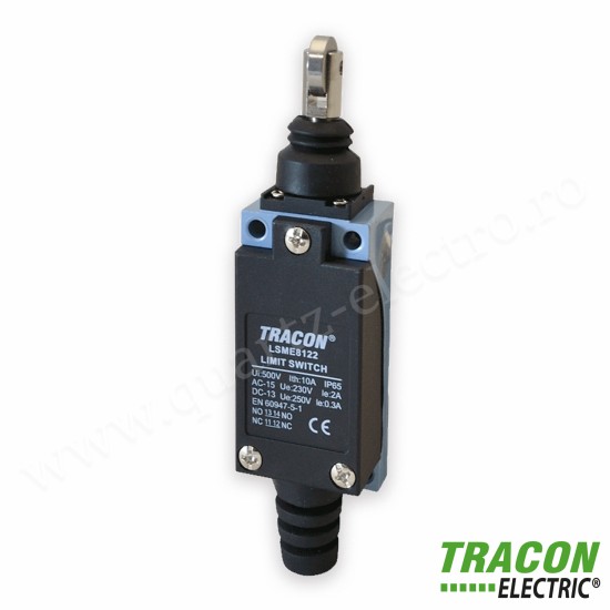 Limitator de cursă cu rolă 1xNO+1xNC 2A/230V AC-15 0,3A/250V DC-13, 90° IP65 TRACON Limitator de cursă cu rolă 1xNO+1xNC 2A/230V AC-15 0,3A/250V DC-13, 90° IP65 TRACON
