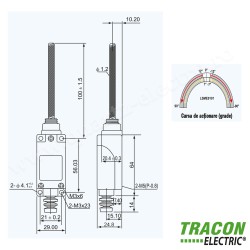 LIMITATOR DE CURSA CU ARC ( OTEL ) 1×NO+1×NC, 5A/250V AC, 100mm, IP65 TRACON LIMITATOR DE CURSA CU ARC ( OTEL ) 1×NO+1×NC, 5A/250V AC, 100mm, IP65 TRACON