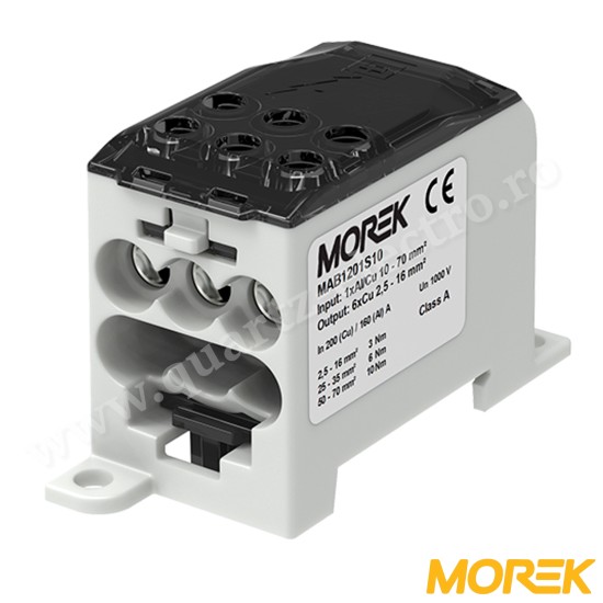 BLOC DE DISTRIBUTIE OJL200A în 1xAl/Cu70 IESIRE 6xCu 16mm² MOREK