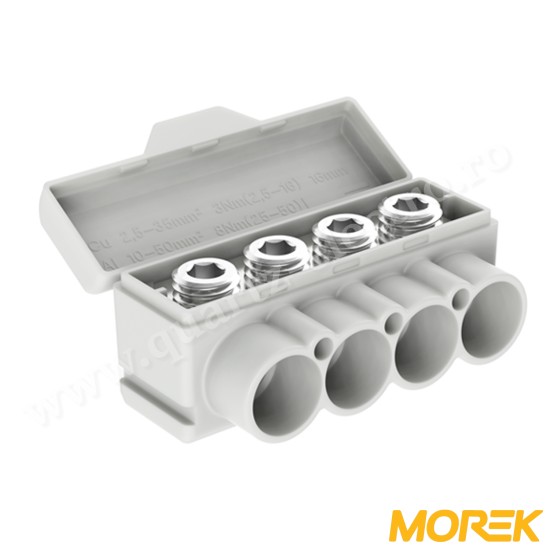 BLOC DE DISTRIBUTIE SLT50-4 gri Al 10-50/Cu 2,5-35 mm2 1000V MOREK