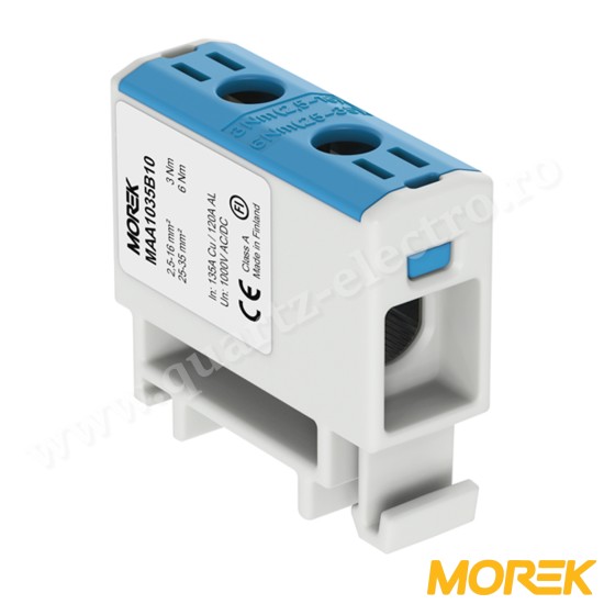 CLEMA DE DERIVATIE OTL35 ALBASTRU 1xAl/Cu 2,5-35mm² 1000V MOREK CLEMA DE DERIVATIE OTL35 ALBASTRU 1xAl/Cu 2,5-35mm² 1000V MOREK