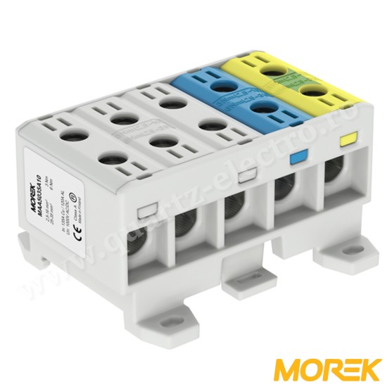 CLEMA DE DERIVATIE OTL35-5x GRI, ALBASTRU, GALBEN/VERDE 5x1xAl/Cu 2,5-35mm² 1000V MOREK CLEMA DE DERIVATIE OTL35-5x GRI, ALBASTRU, GALBEN/VERDE 5x1xAl/Cu 2,5-35mm² 1000V MOREK