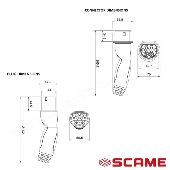 CABLU DE INCARCARE T2 32A 1P - T2 32A 1P 3G6+1x0,5mm² 5m CABLU DE INCARCARE T2 32A 1P - T2 32A 1P 3G6+1x0,5mm² 5m