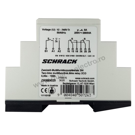 RELEU MULTIFUNCTIONAL 2 TIMPI 2CC,12-240VAC/VDC, 8A SCHRACK