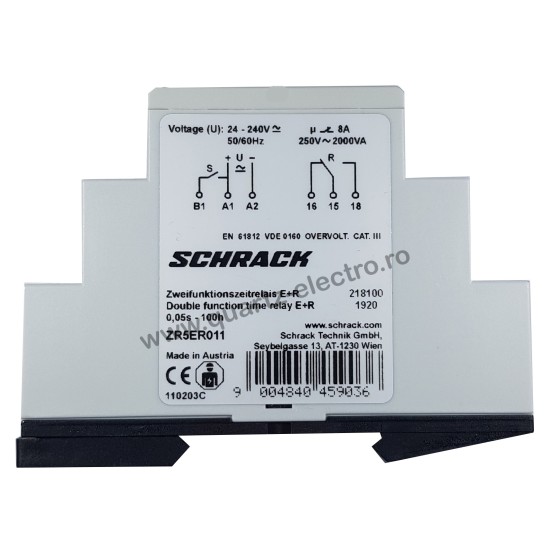 RELEU TIMP ANCLANSARE/DECLANSARE 24-240VAC/VDC, 8A SCHRACK RELEU TIMP ANCLANSARE/DECLANSARE 24-240VAC/VDC, 8A SCHRACK