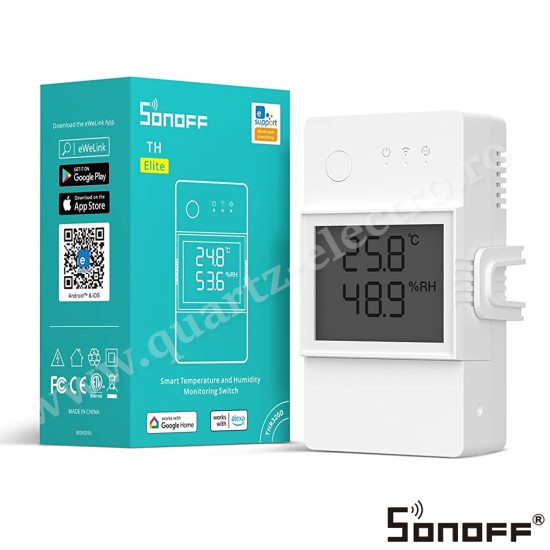 RELEU INTELIGENT WIFI TH ELITE WR3 230V 20A CONTACT USCAT NO/NC ECRAN LCD THR320D SONOFF