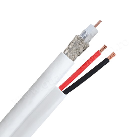 CABLU COAXIAL RG59 75OHM CUPRU CU ALIMENTARE 2X0.75