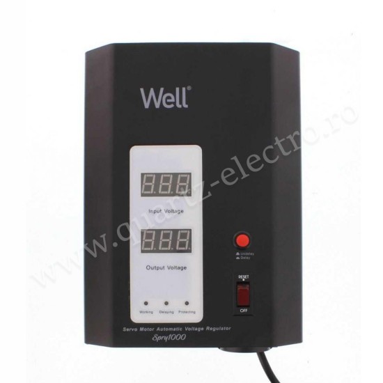 STABILIZATOR AUTOMAT DE TENSIUNE CU SERVOMOTOR 1000VA/600W WELL STABILIZATOR AUTOMAT DE TENSIUNE CU SERVOMOTOR 1000VA/600W WELL