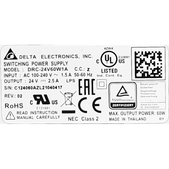 SURSA INDUSTRIALA CHROME 24VDC 2,5A 60W DELTA DRC-24V60W1A SURSA INDUSTRIALA CHROME 24VDC 2,5A 60W DELTA DRC-24V60W1A