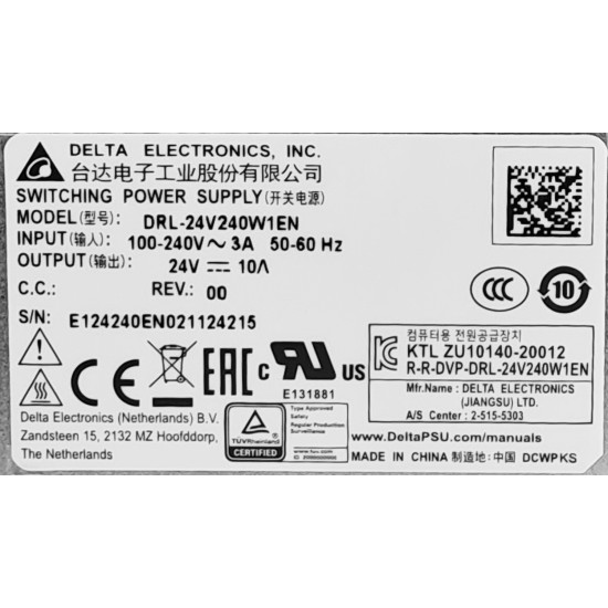SURSA INDUSTRIALA 24VDC 10A 240W DELTA DRL-24V240W1EN SURSA INDUSTRIALA 24VDC 10A 240W DELTA DRL-24V240W1EN