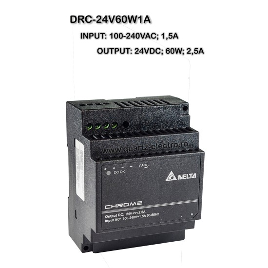 SURSA INDUSTRIALA CHROME 24VDC 2,5A 60W DELTA DRC-24V60W1A SURSA INDUSTRIALA CHROME 24VDC 2,5A 60W DELTA DRC-24V60W1A
