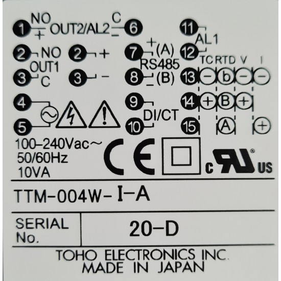 REGULATOR TEMPERATURA DIGITAL TOHO TTM-004W-I-A REGULATOR TEMPERATURA DIGITAL TOHO TTM-004W-I-A