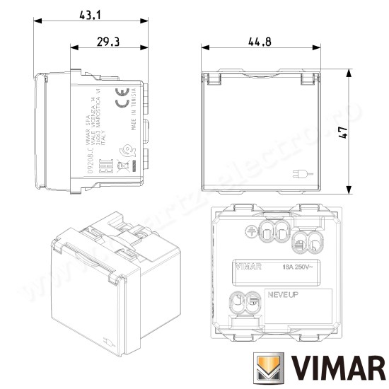 PRIZA SCHUKO ST GERMAN ALBA CU CAPAC 2 MODULE VIMAR NEVE 09208.C PRIZA SCHUKO ST GERMAN ALBA CU CAPAC 2 MODULE VIMAR NEVE 09208.C