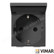 PRIZA SCHUKO ST GERMAN NEGRU CU CAPAC 2 MODULE VIMAR NEVE 09208.C.CM