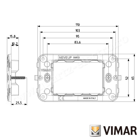 SUPORT 3 MODULE CU SURUBURI VIMAR NEVE 09613 SUPORT 3 MODULE CU SURUBURI VIMAR NEVE 09613